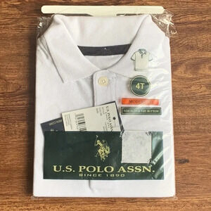 US Polo School Uniform Polo Shirt White 4T
